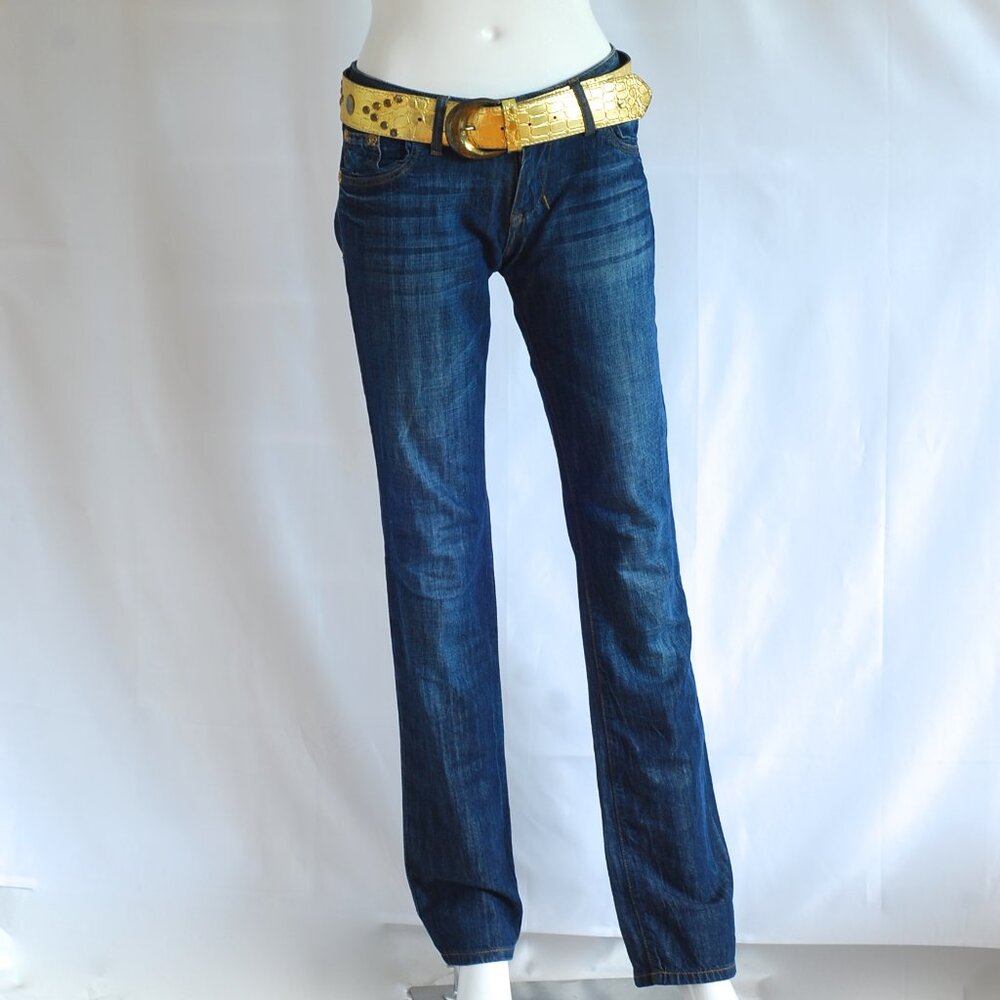 Roberto Cavalli Vintage Rock Chic Jeans With Gold Belt & Accents - Italy